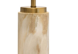 Lighting Supermarket Cylinder Cream Marble Effect Table Lamp With White Gold Lined Shade - thumbnail 4