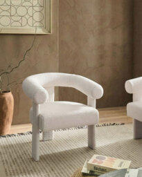 Beliani Armchair Ilbro Boucle Off-White - thumbnail 2