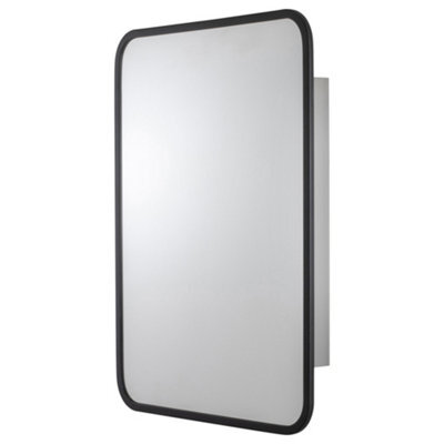 Croydex Compact Satin Black Single Bathroom Wall Cabinet With Mirrored Door (H)603mm (W)453mm - image 1