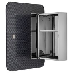 Croydex Compact Satin Black Single Bathroom Wall Cabinet With Mirrored Door (H)603mm (W)453mm - thumbnail 4
