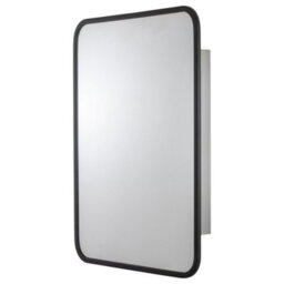 Croydex Compact Satin Black Single Bathroom Wall Cabinet With Mirrored Door (H)603mm (W)453mm - thumbnail 1