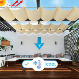 Beige 100X300 Shade Sail Retractable With Eyelets - thumbnail 2