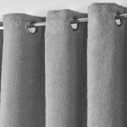 Velosso Teddy Fleece Lined Thermal Curtains - Ring Top, Energy-Saving, Warm And Cosy Fleece Curtains - Machine Washable - Grey