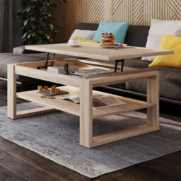 Heze Furniture Nuo Lift Top Coffee Table Contemporary Style - Sonoma Oak - thumbnail 2