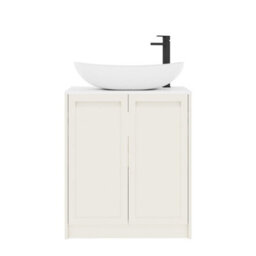 Royal Bathrooms Royal Bathroom Elmore 700mm Classic White Freestanding Bathroom Vanity Unit 2 Door Plain White Worktop With Cesar Basin - thumbnail 7