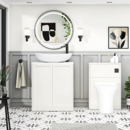 Royal Bathrooms Royal Bathroom Elmore 700mm Classic White Freestanding Bathroom Vanity Unit 2 Door Plain White Worktop With Cesar Basin - thumbnail 5