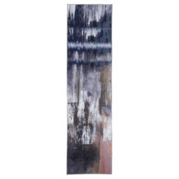 Loomed Storm Blue & Grey Modern Abstract Machine Washable Soft Area Rug 80Cm X 300Cm - thumbnail 2
