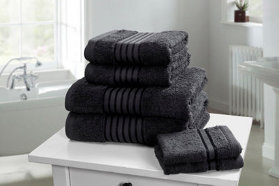 Rapport Home Windsor Pure Cotton Face Towel Black