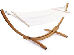 "Habitat and Garden Coton Fabric Hammock With A Wooden Frame ""dallas"" - 3M - Ecru Colour" - thumbnail 2