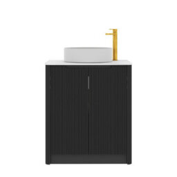Royal Bathrooms Avenza 800mm Matt Obsidian Black Floor Standing Bathroom Vanity Unit 2 Door With Art Round Basin - thumbnail 6