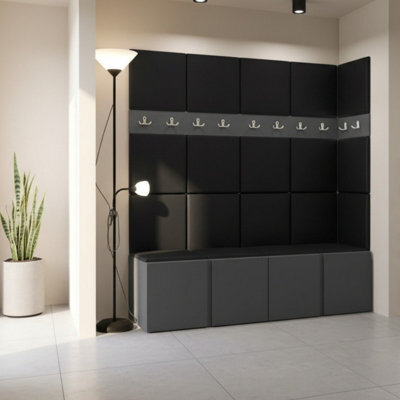 Anteroom Set Orion Ii Graphite Shoe Cabinet Hangers Eco Leather Black Panels - image 1