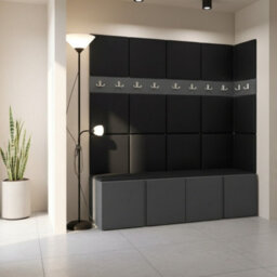 Anteroom Set Orion Ii Graphite Shoe Cabinet Hangers Eco Leather Black Panels