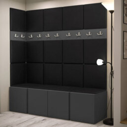 Anteroom Set Orion Ii Graphite Shoe Cabinet Hangers Eco Leather Black Panels - thumbnail 2