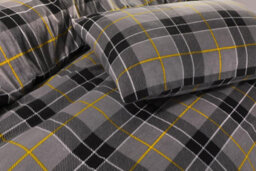 Kampala Hill Flannelette Tartan Check Brushed Cotton Duvet Cover Set Grey Bedding Set Single - thumbnail 2