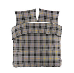 Kampala Hill Flannelette Tartan Check Brushed Cotton Duvet Cover Set Grey Bedding Set Single - thumbnail 5