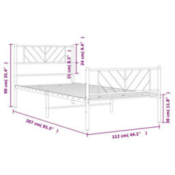Berkfield Metal Bed Frame With Headboard And Footboard Black 107X203 Cm - thumbnail 9