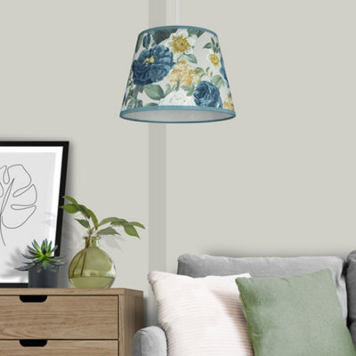 Evelyn Blue & Cream Floral Tapered Lamp Shade (D)25Cm - image 1