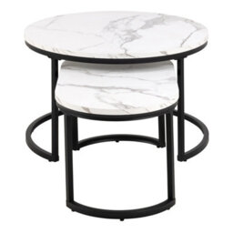 Furniture To Go Spiro Coffee Table Set With White Marble Melamine Top & Black Legs - thumbnail 3