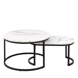 Furniture To Go Spiro Coffee Table Set With White Marble Melamine Top & Black Legs - thumbnail 2