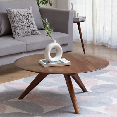MH London Marcel Solid Wood Round Coffee Table - Walnut - image 1