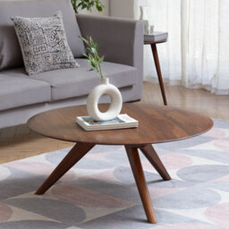 MH London Marcel Solid Wood Round Coffee Table - Walnut - thumbnail 1