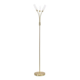 Valuelights Maya 3 Way Curved Arm Brushed Gold Floor Lamp For Living Room Lounge Hallway Light - thumbnail 2
