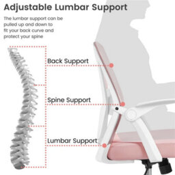 Yaheetech Mesh Office Chair With 90-Degree Flip-Up Armrests And Adjustable Lumbar Support - Pink - thumbnail 5