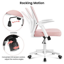 Yaheetech Mesh Office Chair With 90-Degree Flip-Up Armrests And Adjustable Lumbar Support - Pink - thumbnail 8