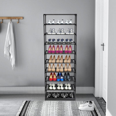 Black 10 Tier Shoe Rack & Storage Organiser - Holds 30 Pairs - image 1