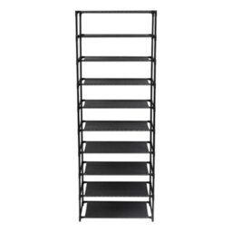 Black 10 Tier Shoe Rack & Storage Organiser - Holds 30 Pairs - thumbnail 5