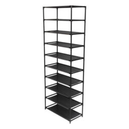 Black 10 Tier Shoe Rack & Storage Organiser - Holds 30 Pairs - thumbnail 4