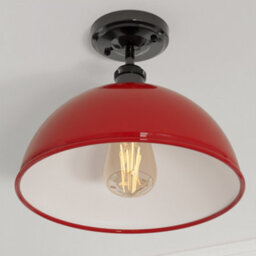 Industrial-Semi Flush Mount Ceiling Light Metal 30Cm Dome Lampshade Red Pendant Lighting  For Living Room - thumbnail 3