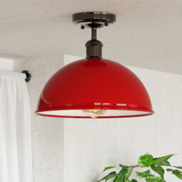 Industrial-Semi Flush Mount Ceiling Light Metal 30Cm Dome Lampshade Red Pendant Lighting  For Living Room - thumbnail 6