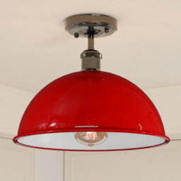 Industrial-Semi Flush Mount Ceiling Light Metal 30Cm Dome Lampshade Red Pendant Lighting  For Living Room - thumbnail 2