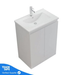 GravaHaus 600mm Freestanding Bathroom Vanity Unit With Basin Black Round Tap & Waste - thumbnail 3