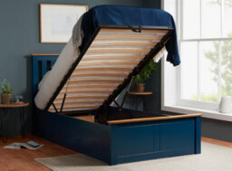 Single Navy Blue Ottomam Bed 3Ft Storage Bed Frame Birlea Phoenix - thumbnail 1
