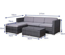 Evre Grey 4 Seat Rattan Outdoor Garden Furniture Sofa Set - California And Weatherproof Cover - thumbnail 4