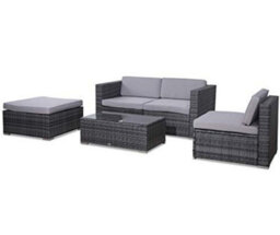 Evre Grey 4 Seat Rattan Outdoor Garden Furniture Sofa Set - California And Weatherproof Cover - thumbnail 3
