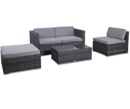 Evre Grey 4 Seat Rattan Outdoor Garden Furniture Sofa Set - California And Weatherproof Cover - thumbnail 2
