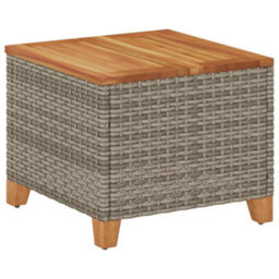 Berkfield Garden Table Grey 45X45X37 Cm Poly Rattan Acacia Wood - thumbnail 2