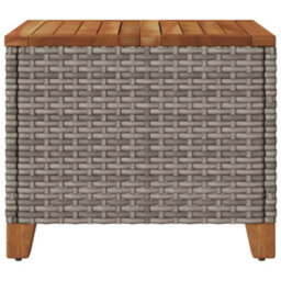 Berkfield Garden Table Grey 45X45X37 Cm Poly Rattan Acacia Wood - thumbnail 7
