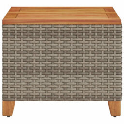 Berkfield Garden Table Grey 45X45X37 Cm Poly Rattan Acacia Wood - thumbnail 5