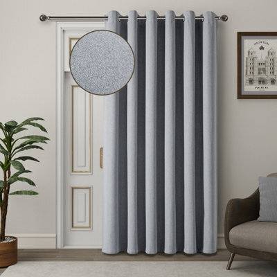 Ameha 100% Blackout Thermal Insulated Curtain 260Gsm Linen Texture Fabric-Grey,66X84'' Door Curtain For Bedroom Home Decor Uk - image 1