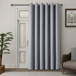 Ameha 100% Blackout Thermal Insulated Curtain 260Gsm Linen Texture Fabric-Grey,66X84'' Door Curtain For Bedroom Home Decor Uk - thumbnail 2