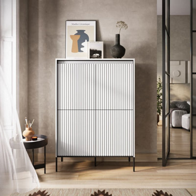 Arte Modern Trend  Highboard Cabinet (H830mm W980mm D400mm) - White Matt With Black Legs - image 1