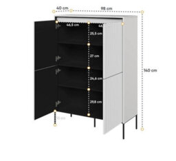 Arte Modern Trend  Highboard Cabinet (H830mm W980mm D400mm) - White Matt With Black Legs - thumbnail 3