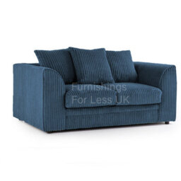 Furnishings For Less UK Luxor Jumbo Cord Blue Fabric 3 + 2 Sofa Suite - thumbnail 3