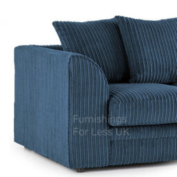 Furnishings For Less UK Luxor Jumbo Cord Blue Fabric 3 + 2 Sofa Suite - thumbnail 4