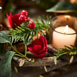 Dibor Christmas Roses 4 Table Centrepiece Christmas Decoration Candle Holder Tealight Holder 30Cm - thumbnail 4