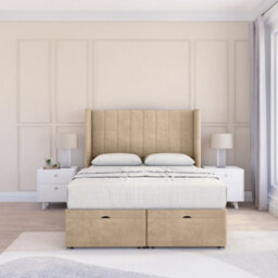 "Sloomy Falcon Almond Conistan 2Ft6 Ottoman Bed End Opening With Sprung Memory Mattress & 54"" Headboard-Small Single" - thumbnail 2